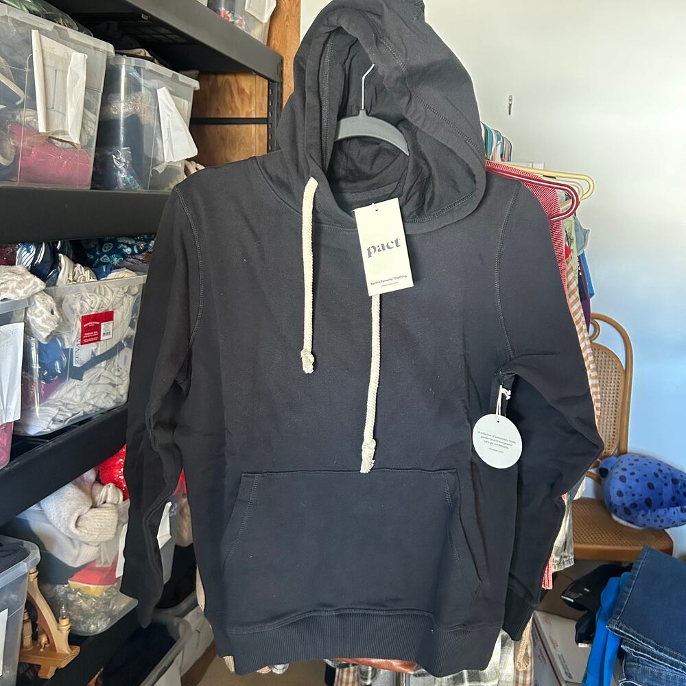 NEW Pact Women's Black Hoodie Unisex One-for-All Hoodie Size XS
